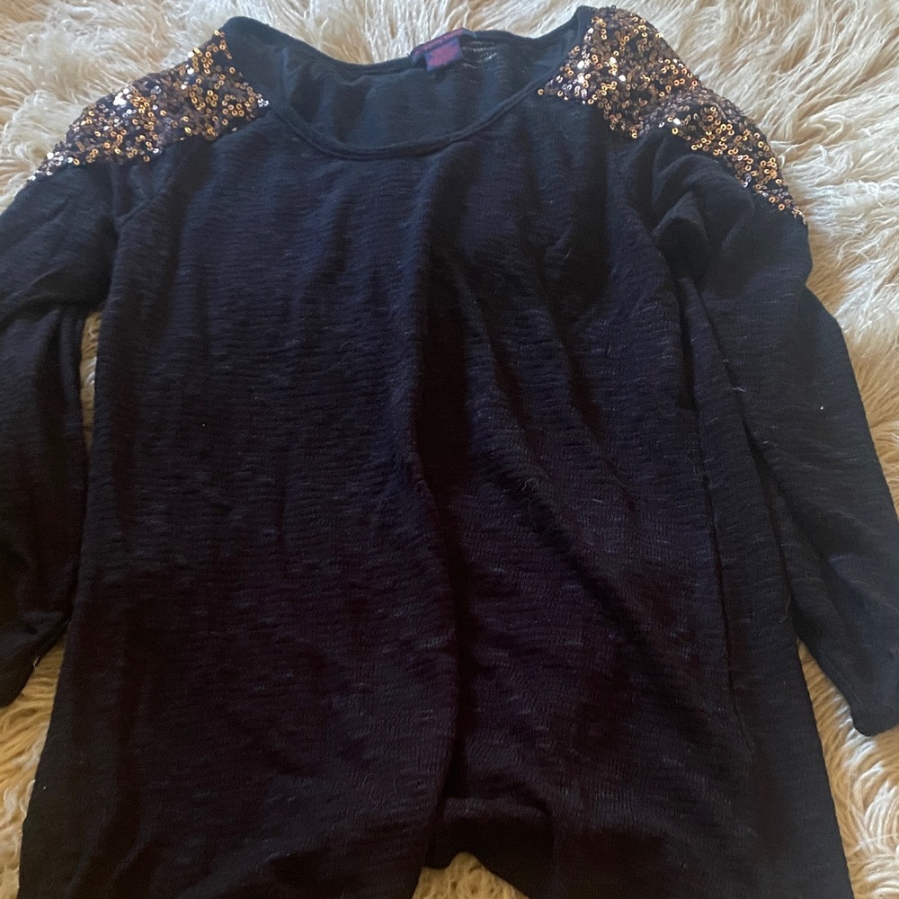 Imaginary Voyage Black Sweater with Gold Accents